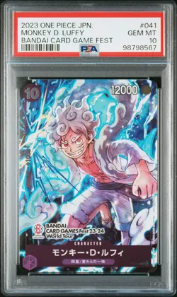 2023 ONE PIECE JPN PROMOS BANDAI CARD GAME FEST #041 MONKEY D. LUFFY PSA 10 - Image 1