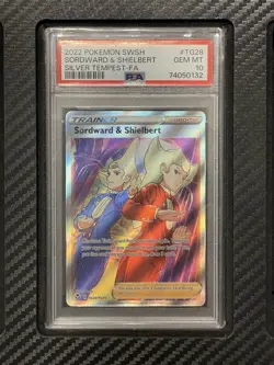 2022 PSA 10 FA Sordward & Shielbert #TG28 Pokemon TCG SWSH Silver Tempest - Image 1