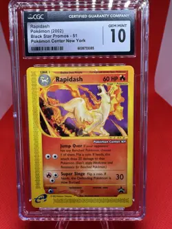 2002 Pokemon Center New York Rapidash CGC GEM MINT 10 #51 Black Star Promo TCG - Image 1