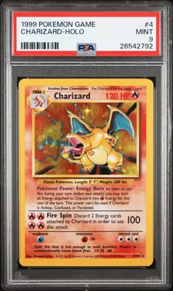 🔥PSA 9 CHARIZARD HOLO #4 BASE SET WOTC POKEMON 1999🔥HOLY GRAIL🔥VERY CLEAN🔥 - Image 1