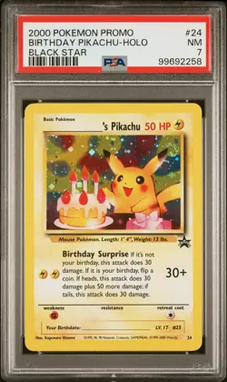 2000 POKEMON PROMO BLACK STAR #24 BIRTHDAY PIKACHU-HOLO PSA 7 - Image 1