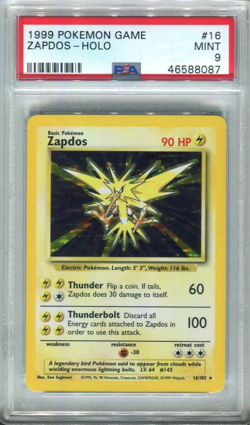 ⚡PSA 9 ZAPDOS HOLO #16 BASE SET WOTC POKEMON 1999⚡ - Image 1