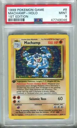 ✊PSA 9 MACHAMP HOLO #8 1ST EDITION BASE SET WOTC POKEMON 1999✊ - Image 1