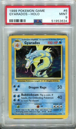 💧PSA 9 GYARADOS HOLO #6 BASE SET WOTC POKEMON 1999💧 - Image 1