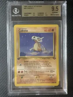 Pokemon TCG Cubone #50/64 1999 Jungle Set 1st Edition BGS 9.5 PSA 10 Crossover - Image 1