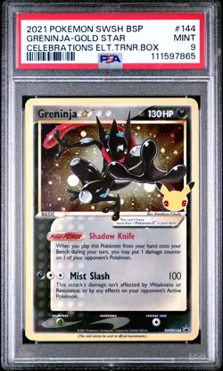2021 POKEMON SWSH BLACK STAR PROMO #144 GRENINJA-GOLD STAR PSA 9 - Image 1