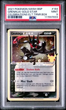 2021 POKEMON SWSH BLACK STAR PROMO #144 GRENINJA-GOLD STAR PSA 9 - Image 1