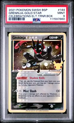 2021 POKEMON SWSH BLACK STAR PROMO #144 GRENINJA-GOLD STAR PSA 9 - Image 1