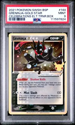 2021 POKEMON SWSH BLACK STAR PROMO #144 GRENINJA-GOLD STAR PSA 9 - Image 1