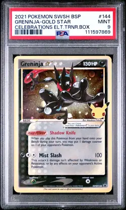 2021 POKEMON SWSH BLACK STAR PROMO #144 GRENINJA-GOLD STAR PSA 9 - Image 1