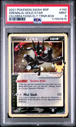 2021 POKEMON SWSH BLACK STAR PROMO #144 GRENINJA-GOLD STAR PSA 9 - Image 1