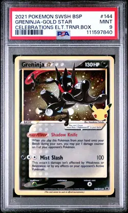 2021 POKEMON SWSH BLACK STAR PROMO #144 GRENINJA-GOLD STAR PSA 9 - Image 1