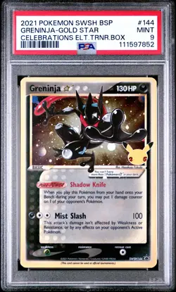 2021 POKEMON SWSH BLACK STAR PROMO #144 GRENINJA-GOLD STAR PSA 9 - Image 1