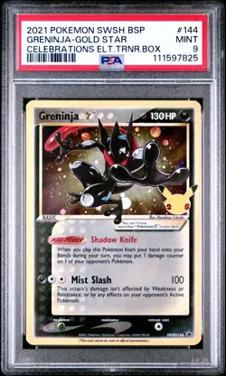2021 POKEMON SWSH BLACK STAR PROMO #144 GRENINJA-GOLD STAR PSA 9 - Image 1