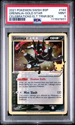 2021 POKEMON SWSH BLACK STAR PROMO #144 GRENINJA-GOLD STAR PSA 9 - Image 1