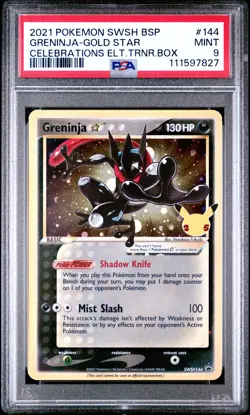 2021 POKEMON SWSH BLACK STAR PROMO #144 GRENINJA-GOLD STAR PSA 9 - Image 1