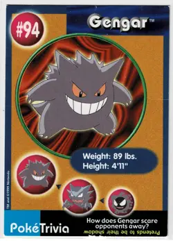 Gengar #94 Pokemon Burger King PokeTrivia Mewtwo Strikes Back HP-DMG - Image 2