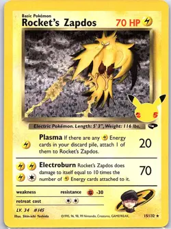 Rocket's Zapdos 15/132 Celebrations: Classic Collection - Pokemon Card - NM - Image 1