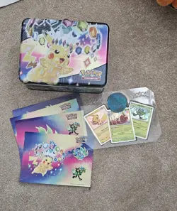 Pokemon TCG Surging Sparks 2024 Collector Chest Lunch Box Tin W Promos Stickers - Image 1