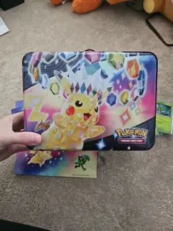 Pokemon TCG Surging Sparks 2024 Collector Chest Lunch Box Tin W Promos Stickers - Image 4