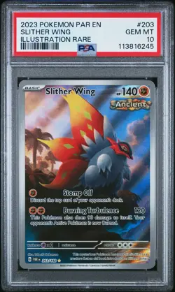 2023 POKEMON PAR EN-PARADOX RIFT ILLUSTRATION RARE #203 SLITHER WING PSA 10 - Image 1