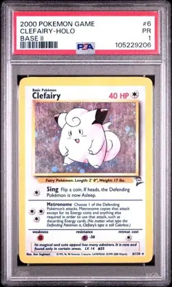 CLEFAIRY #6/130 PSA 1 • 2000 Base Set 2 Holo Pokemon WoTC PR - Image 1