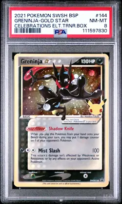 2021 POKEMON SWSH BLACK STAR PROMO #144 GRENINJA-GOLD STAR PSA 8 - Image 1
