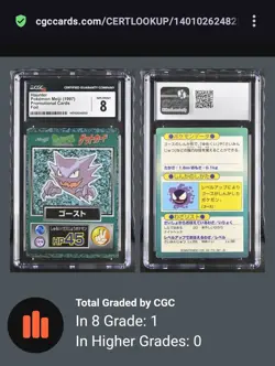 1997 POKEMON JPN MEIJI PROMO FOIL HAUNTER CGC 8 - Image 3