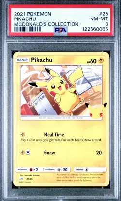 PIKACHU!! 2021 POKEMON MCDONALD'S COLLECTION PIKACHU 25/25 - PSA 8 **RARE** - Image 1