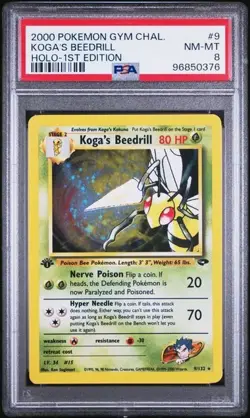 2000 Pokemon Gym Challenge 9 Koga's Beedrill Holo 1st Edition PSA 8 Nm Mt - Image 1