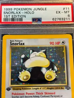 1999 Pokemon Jungle Snorlax 11/102 HOLO 1ST EDITION PSA 6 EX/MT nice early card - Image 2