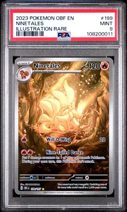 2023 POKEMON OBF EN-OBSIDIAN FLAMES ILLUSTRATION RARE #199 NINETALES PSA 9 - Image 1