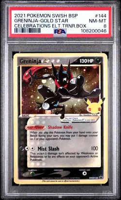 2021 POKEMON SWSH BLACK STAR PROMO #144 GRENINJA-GOLD STAR PSA 8 - Image 1