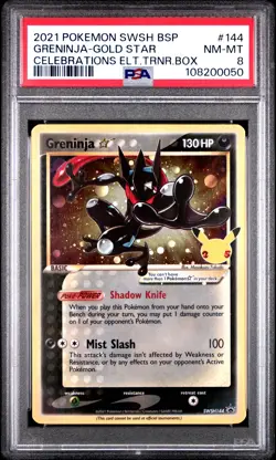 2021 POKEMON SWSH BLACK STAR PROMO #144 GRENINJA-GOLD STAR PSA 8 - Image 1