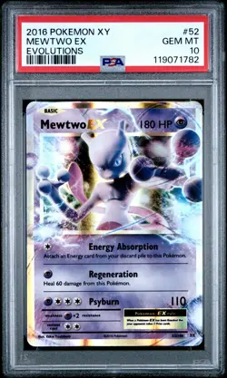 2016 POKEMON XY EVOLUTIONS #52 MEWTWO EX PSA 10 - Image 1