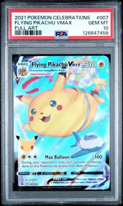 2021 POKEMON CELEBRATIONS #007 FULL ART/FLYING PIKACHU VMAX PSA 10 - Image 1
