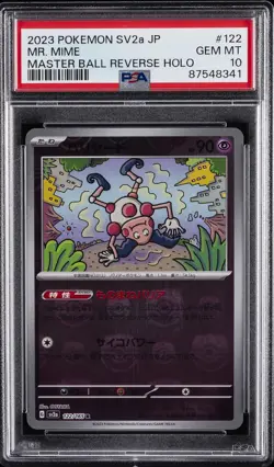 2023 POKEMON JPN SV2A-POKEMON 151 MASTER BALL REVERSE HOLO #122 MR. MIME PSA 10 - Image 1