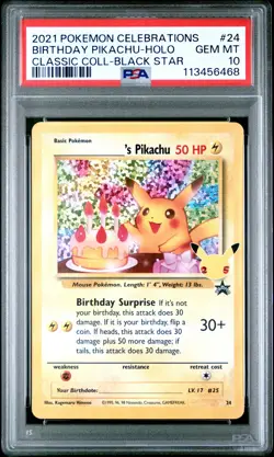 2021 POKEMON CELEBRATIONS CLASSIC COLL #24 BIRTHDAY PIKACHU-HOLO PSA 10 - Image 1