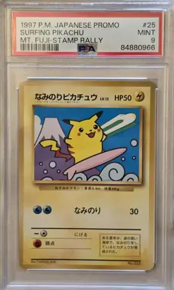 MT. FUJI Surfing Pikachu Pokemon 1997 JR Stamp Rally Promo Japanese 025 PSA 9 - Image 1