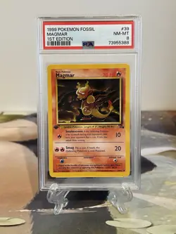 Pokemon Card 1st Edition Magmar - Fossil Set No. 39/62 - PSA 8 NM-MT - Image 1
