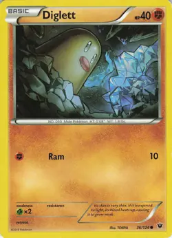 Diglett 36/124 XY - Fates Collide Common Normal MP Pokemon TCG - Image 1