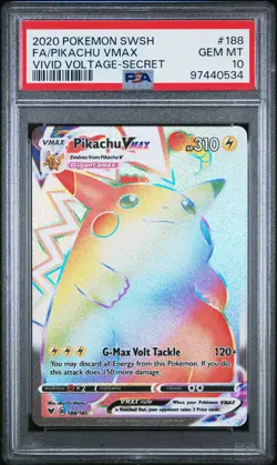 2020 POKEMON SWORD & SHIELD VIVID VOLTAGE SECRET FULL ART/PIKACHU VMAX PSA 10 - Image 1