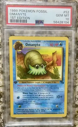 OMANYTE PSA 10 1999 POKEMON FOSSIL #52/62 1ST EDITION GEM MINT - Image 1