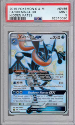 Pokemon Sun & Moon Hidden Fates Shiny Vault Card SV56 Greninja PSA 9 - Image 1