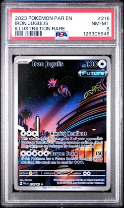 2023 POKEMON PAR EN-PARADOX RIFT ILLUSTRATION RARE #216 IRON JUGULIS PSA 8 - Image 1