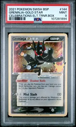 2021 POKEMON SWSH BLACK STAR PROMO #144 GRENINJA-GOLD STAR PSA 9 - Image 1