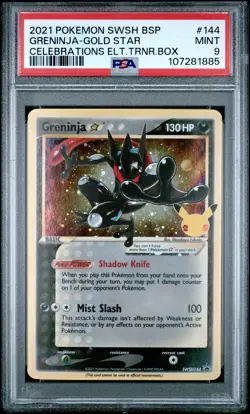 2021 POKEMON SWSH BLACK STAR PROMO #144 GRENINJA-GOLD STAR PSA 9 - Image 1
