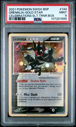 2021 POKEMON SWSH BLACK STAR PROMO #144 GRENINJA-GOLD STAR PSA 9 - Image 1