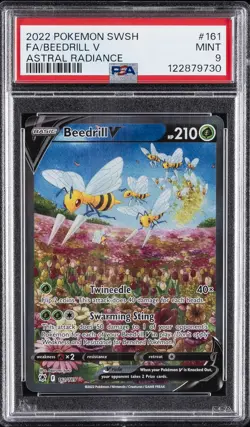 2022 POKEMON SWORD & SHIELD ASTRAL RADIANCE #161 FULL ART/BEEDRILL V PSA 9 - Image 1