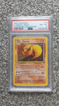 POKEMON CARD 2002 FLAREON HOLO LEGENDARY COLLECTION #10 GRADED PSA 8 - Image 1